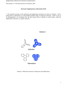 Chemical structures of triptycene and triphenylene molecules and