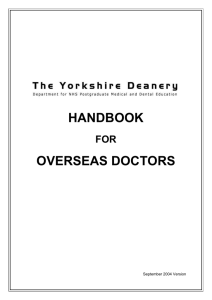 Yorkshire Deanery Handbook for Overseas Doctors