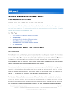 Microsoft Standards of Business Conduct