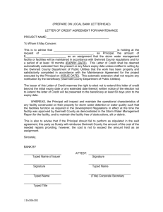 Maintenance Letter of Credit Agreement Form