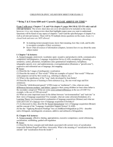 CHILD PSYCH REVIEW SHEET FOR EXAM # 2 (SPRING 2003)