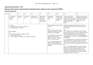 Level 1 Biology (90927) 2011 Assessment Schedule