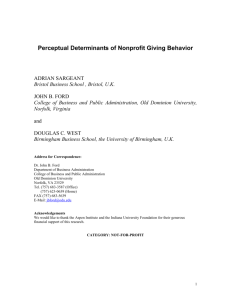 Perceptual Determinants of Nonprofit Giving Behavior