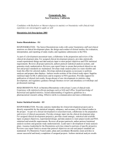 Biostatistics Job Descriptions 2005
