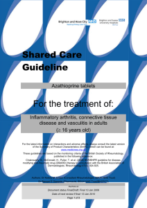 Azathioprine tablets for inflammatory arthritis, connective tissue