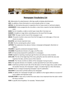 Newspaper Vocabulary List AD: Abbreviation for advertisement