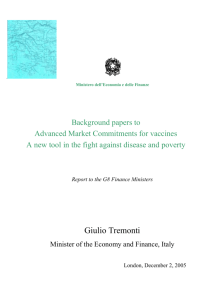 Background papers to Minister Tremonti`s Report