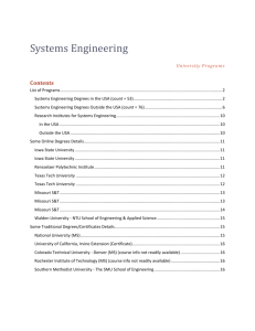 Systems Engineering University Programs
