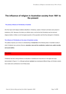 Chapter 2 The influence of Religion in Australian Society from