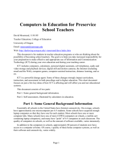 Computers in Education for Preservice School