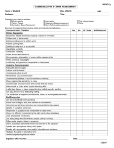 Communicative Status Checklist