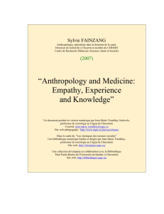 “Anthropology and Medicine: Empathy, Experience and Knowledge.”