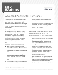 Planning for Hurricanes - Brady Risk Management, Inc.