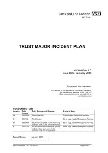 Local Major Incident Plans