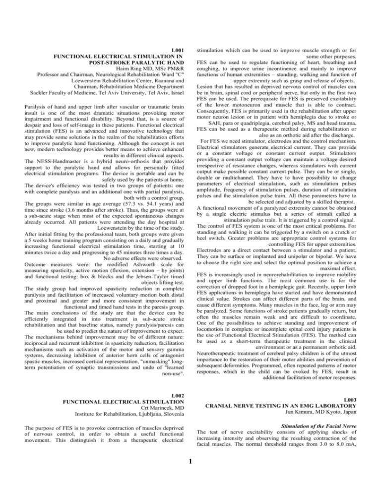 Functional Electrical Stimulation In Post Stroke Paralytic