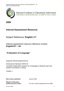 Internal Assessment Resource – A Question of Language