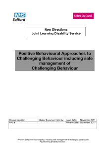 Positive approaches to challenging behaviour