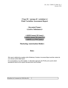 Type II variation Final Variation Assessment Report