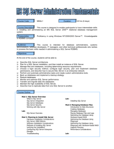 Microsoft SQL Server 2000 Basic Administration