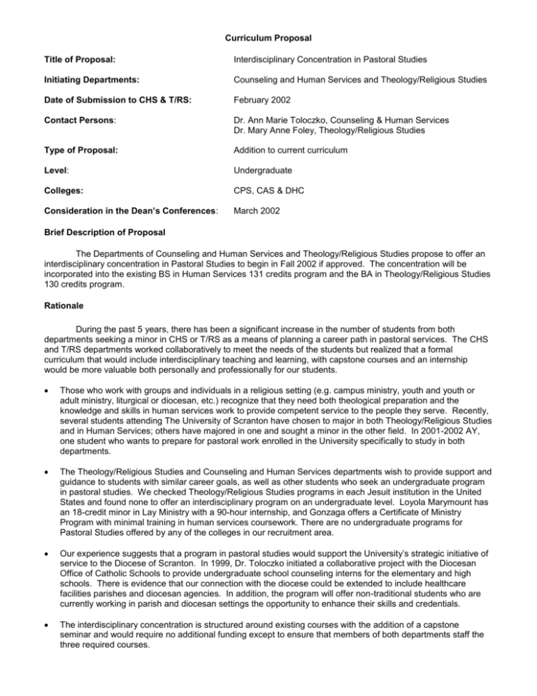 Interdisciplinary Concentration in Pastoral Studies