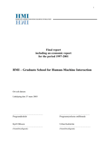 Final report for the Human Machine Interaction (HMI) graduate