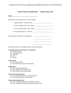 Postsecondary Checklist