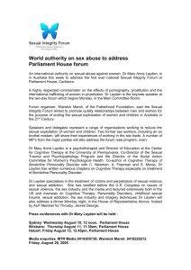 World authority on sex violence to address Parliament House forum