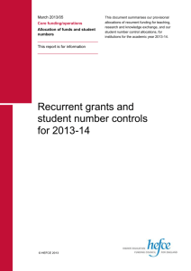 Recurrent grant and student number controls for 2013-14