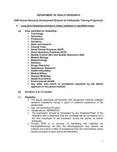 Long term fellowship training in Indian Institutes in identified areas