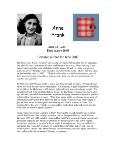 Her book, Anne Frank - Frackville Free Public Library