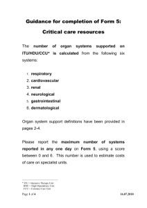 Guidance for the completion of Form 5: Critical care resources