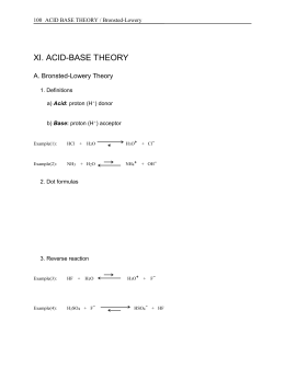 Worksheet - Acid-Base Theories
