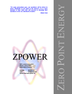 Zero Point Energy - ZPower Corporation