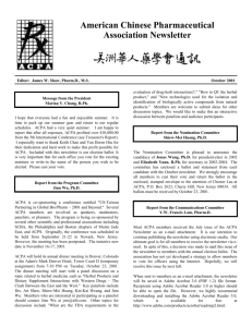 October, 2001 - American Chinese Pharmaceutical Association