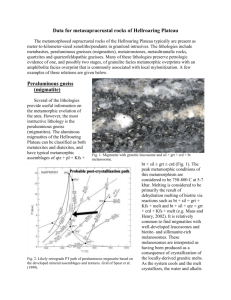 Data for metasupracrustal rocks of Hellroaring Plateau