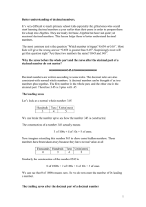 Better understanding of decimal numbers