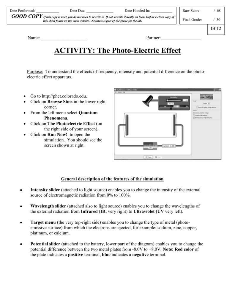 PhET Photoelectric Effect Lab