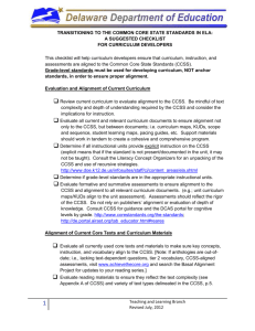 Checklist: Transitioning to CCSS - Delaware Department of Education