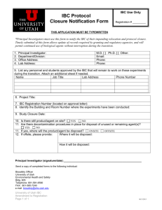 IBC Closure Notification Form - Environmental Health and Safety