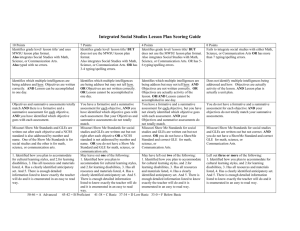 Integrated Social Studies Lesson Plan Scoring Guide