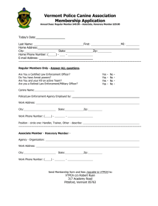 Membership Application - Vermont Police Canine Association