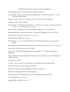 BBNAN01300 The History of American Literature Reading List