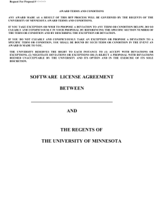 University of Minnesota Software License Agreement