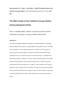 Lit Review on Play and creativity