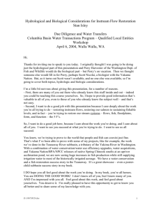 Stan Isley`s Notes - Columbia Basin Water Transactions Program