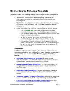 Online Course Syllabus Template - California State University