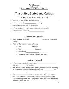Ch 5 physical geogrpahy of the U.S. and Canada Notes