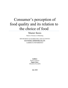 Consumer`s perception of food quality and its relation to the