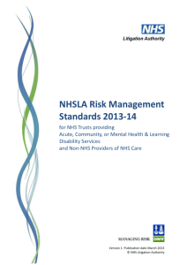 NHSLA Risk Management Standards 2013-14