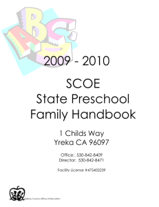 Preschool Handbook - Siskiyou County Office of Education